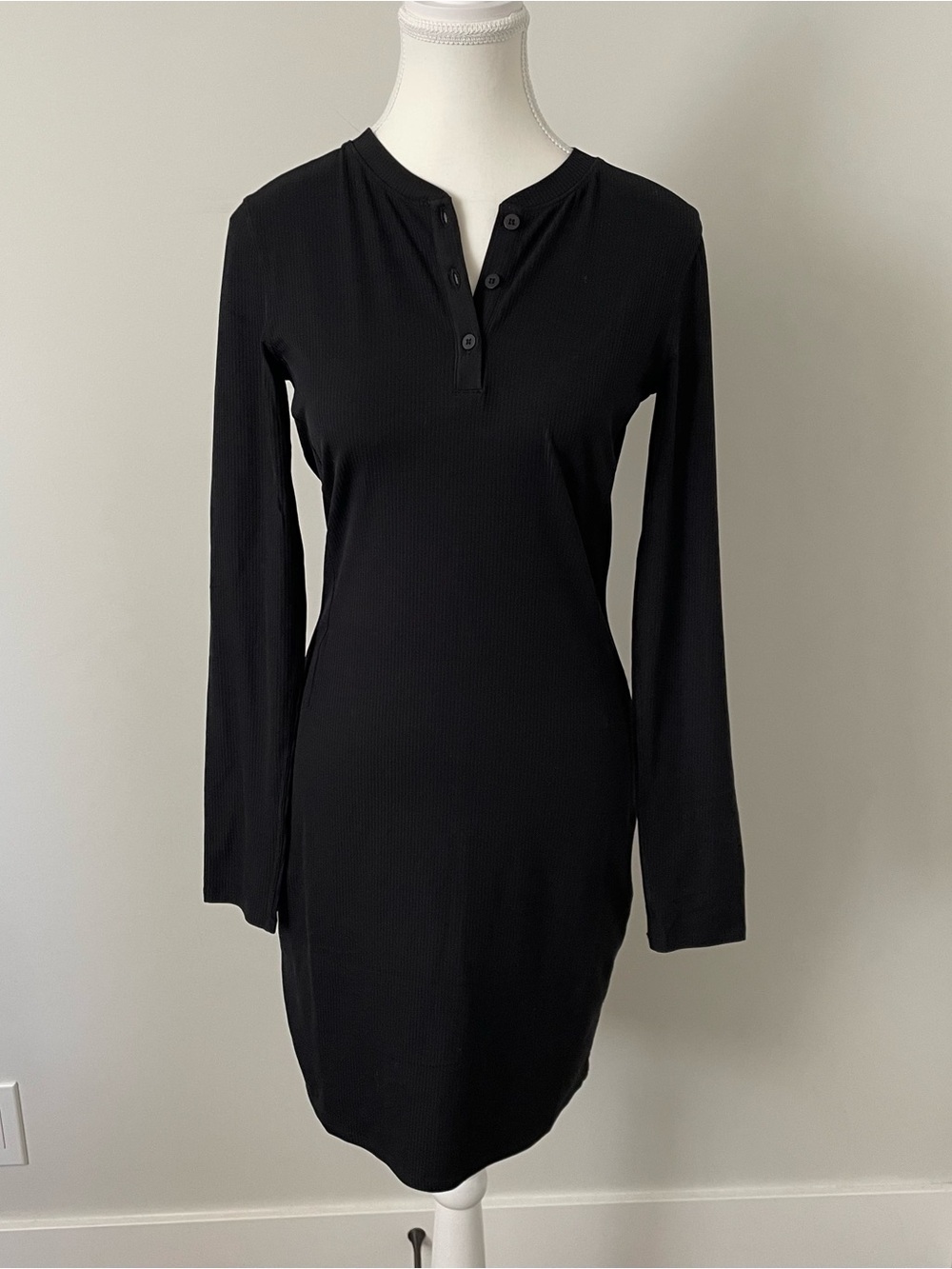 Lululemon 2025 All Aligned Ribbed Long-Sleeve Henley Dress Black Size Small - Picture 7 of 12